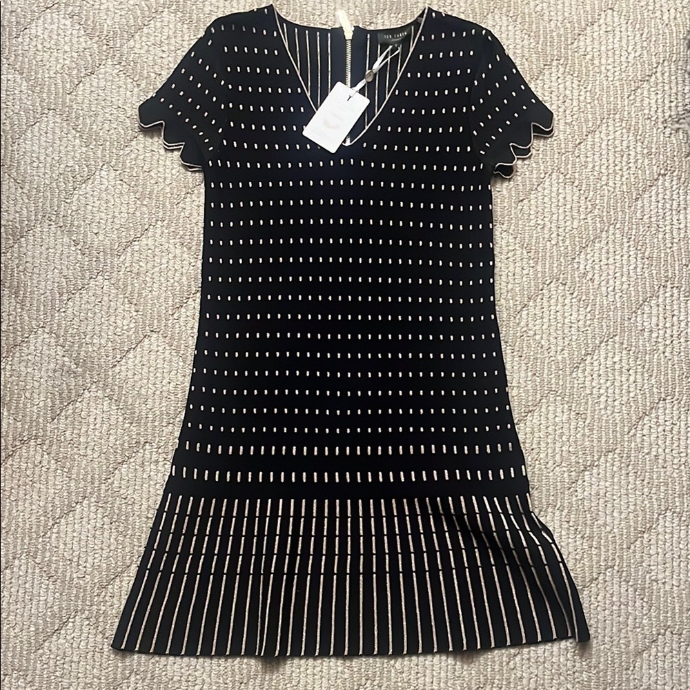 NWT Ted Baker London mini Dress, black and gold